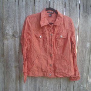 Vintage Carole Little Saint Tropez West Jacket  Med Orange100% Linen Battle